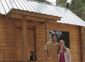 us in front of cabin