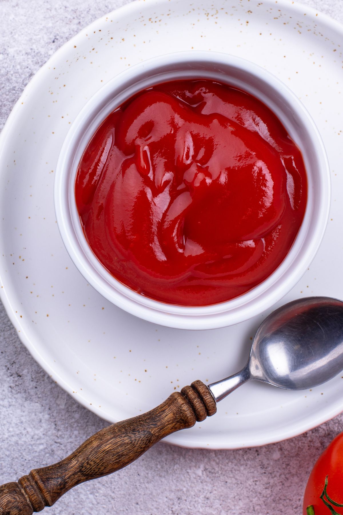 homemade ketchup in a white bowl