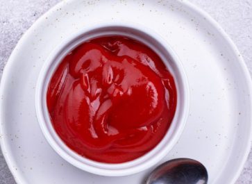 homemade ketchup in a white bowl