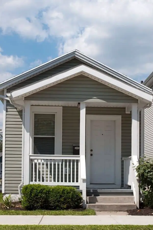 suburban setting with tan shed for Converting A Shed Into A Tiny House