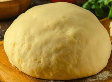 ball of pizza dough made from einkorn pizza dough recipe