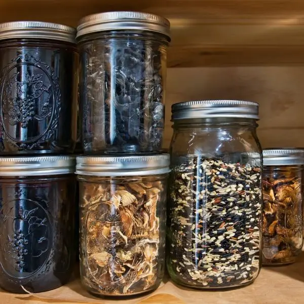 food stored in glass jars