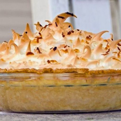 coconnut cream pie with meringue topping