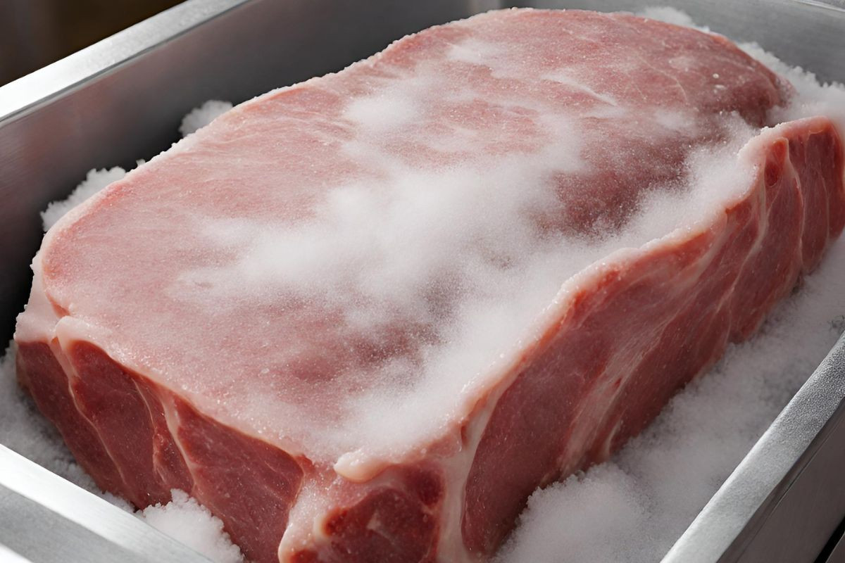 using salt to preserve meat in a stainless steel pan