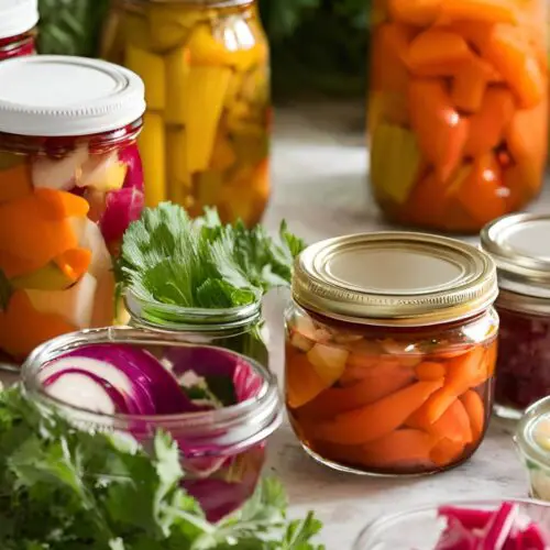 home canned vegetable and vegetables ready for freezing for preserving vegetables