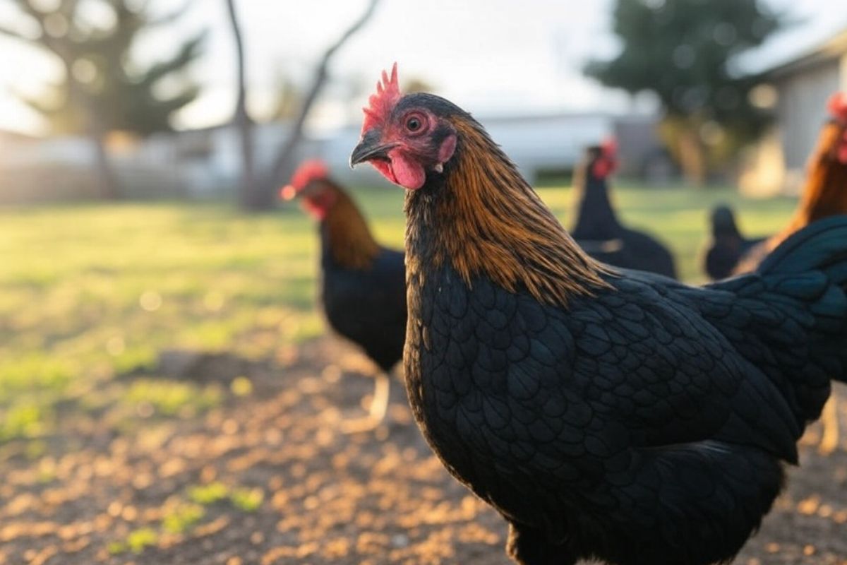 black copper maran hen