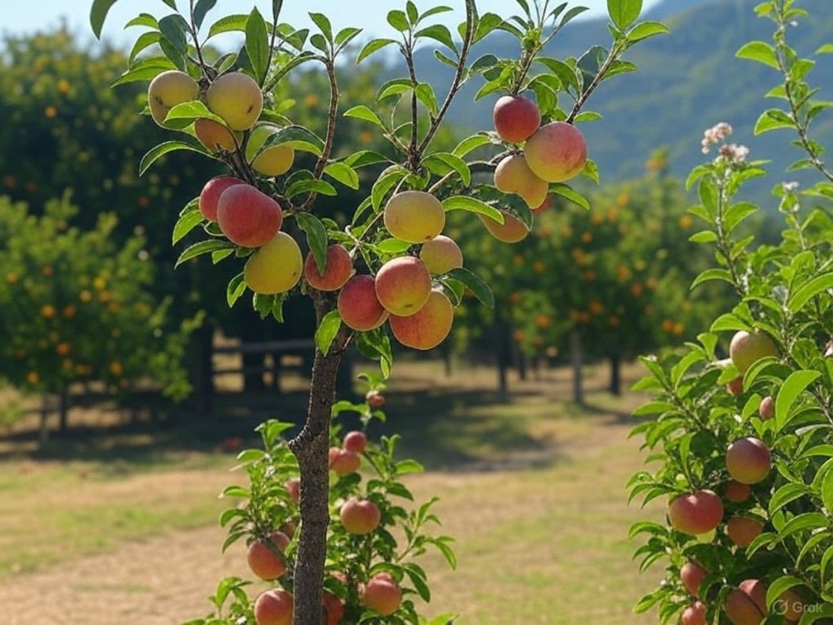 How to Start an Orchard: Tips For Planning, Planting, and Profit - apple orchard with trees bearing yellow and red gala apples for how to start an orchard
