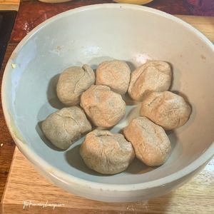 Spelt Flour Tortillas 3 small spelt flour tortilla dough divided into 8 dough balls for resting