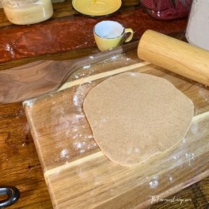 Spelt Flour Tortillas 5 small a roundish spelt flour tortilla after rolling out