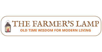 The Farmers' Lamp logo with tagline, "Old Time Wisdom For Modern Living". Old fashioned farm lamp to the left of the text.