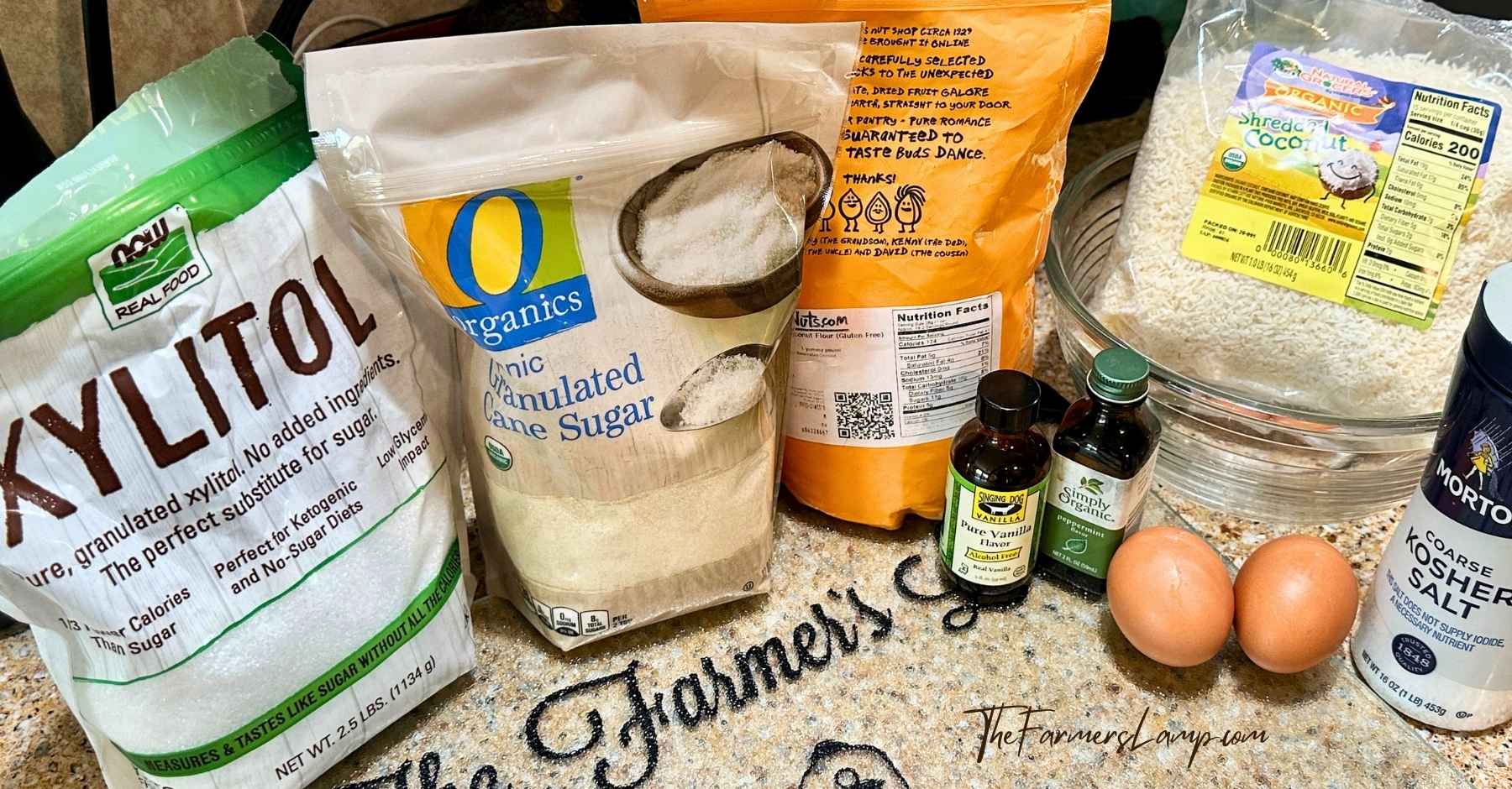 Ingredients for baking this gluten free coconut macaroon recipe