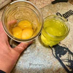 Separated egg yolks and whites for use in this gluten free coconut macaroon recipe