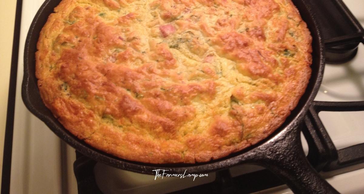 Sweet Potato Breakfast Casserole h 5 Sweet Potato Breakfast Casserole in a cast iron skillet on a stove top