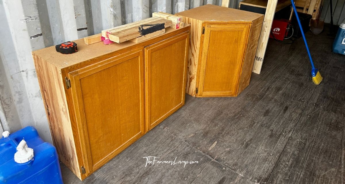 Urban Homesteading - Repurposing old cabinets into a workbench and storage